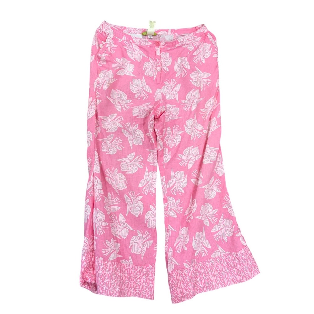 Sigrid Olsen Womens Pink 100% Linen 2 Piece Set Floral Pants Button Shirt M - Picture 2 of 15